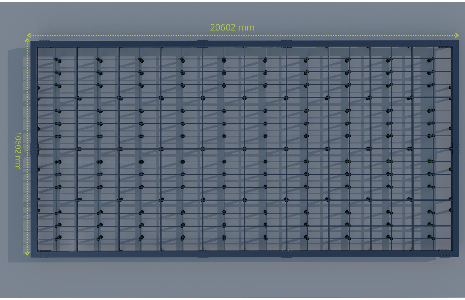 Plan coté : 20 602 × 10 602 mm