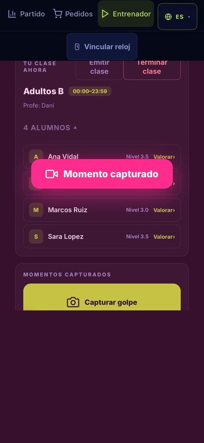 Aviso de momento capturado durante una clase, con los alumnos listados