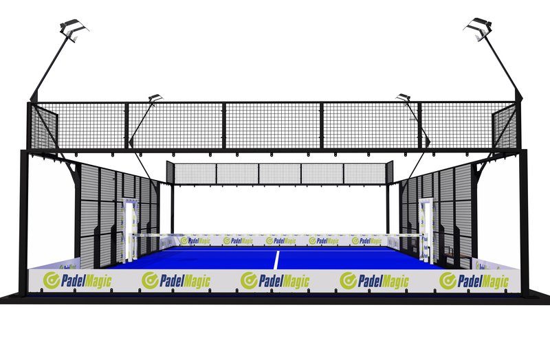 Pista de pádel panorámica — Alzado frontal