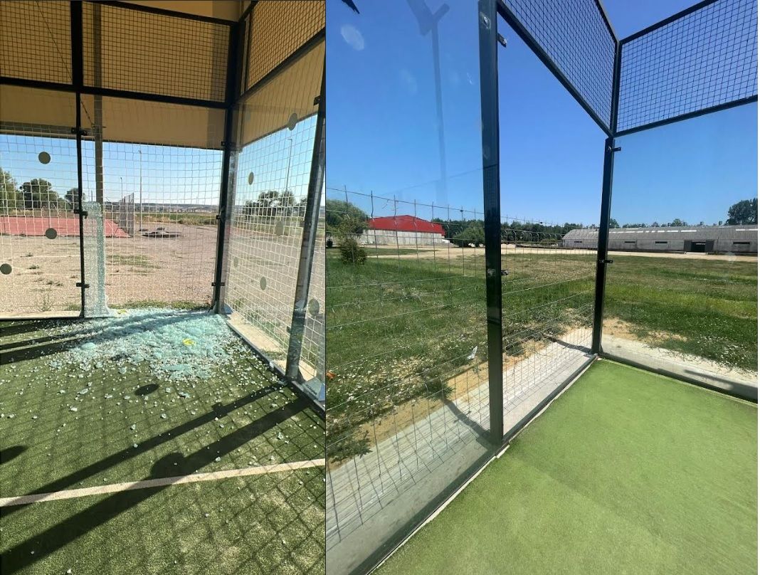 cristal padel roto cambio urgente